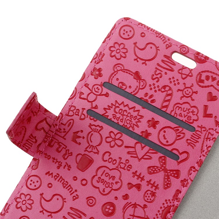 Cartoon Patterns Leather Wallet Card Holder Case for Huawei P9 Lite - Rose-6