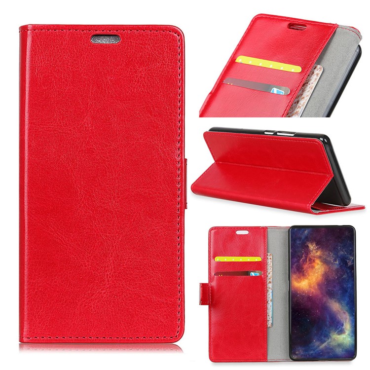 Crazy Horse Leather Wallet Case Cover for Huawei P30 Pro - Red-1