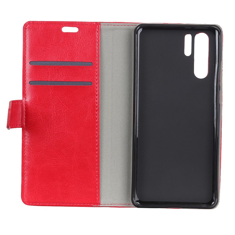 Crazy Horse Leather Wallet Case Cover for Huawei P30 Pro - Red-5