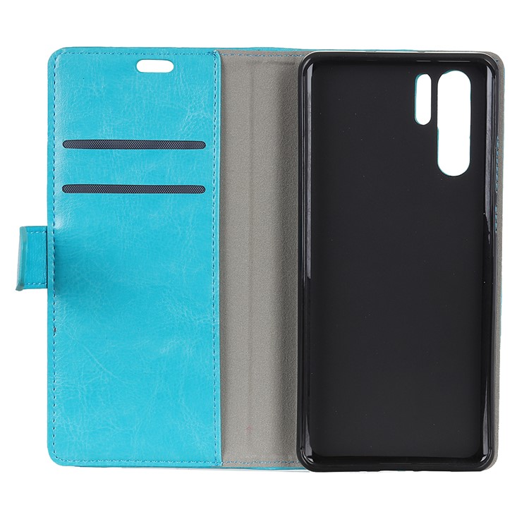Crazy Horse Stand Leather Wallet Case for Huawei P30 Pro - Blue-4