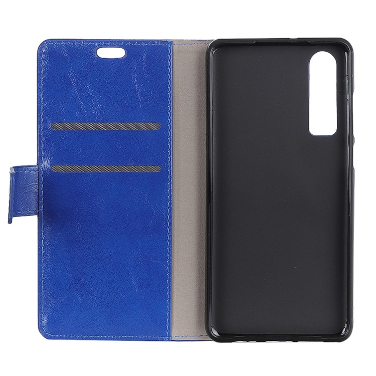 Crazy Horse Magnetic Leather Stand Cover for Huawei P30 - Blue-4
