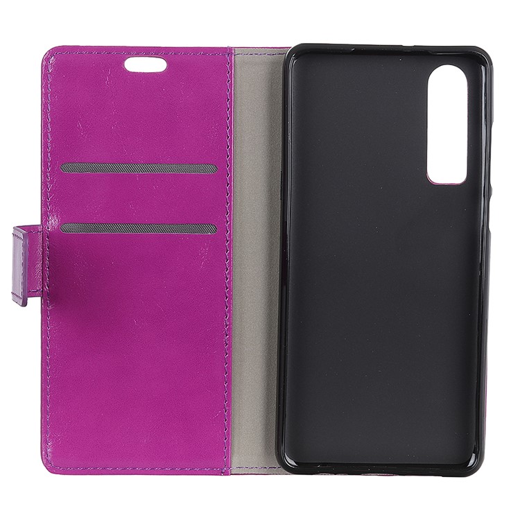 Crazy Horse Wallet Leather Stand Magnetic Case for Huawei P30 - Purple-3