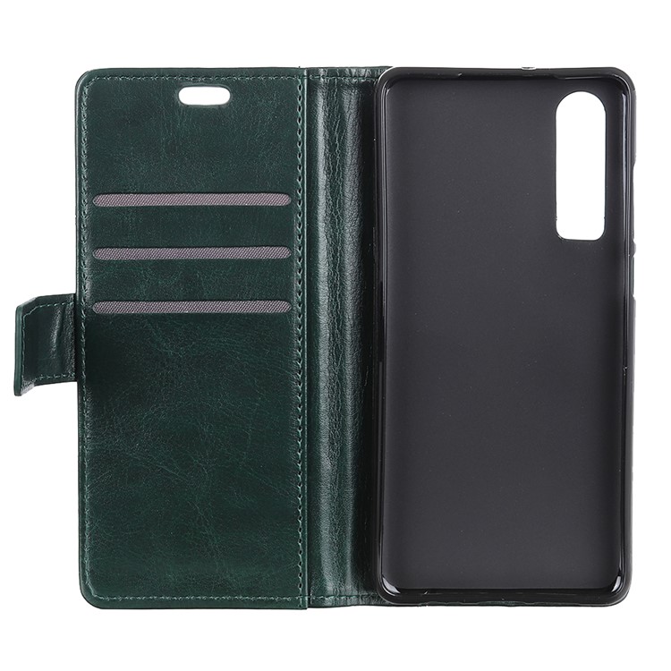 Rivet Decor Crazy Horse PU Leather Phone Shell with 3 Card Slots for Huawei P30 - Green-4