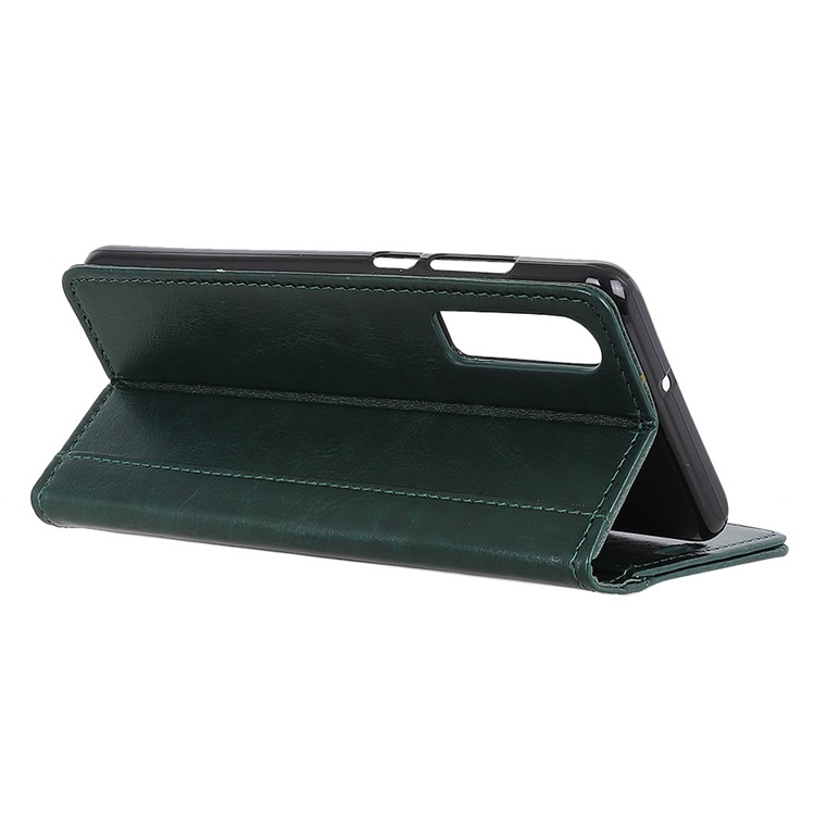 Rivet Decor Crazy Horse PU Leather Phone Shell with 3 Card Slots for Huawei P30 - Green-7