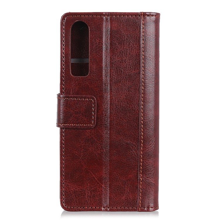 Rivet Decor Crazy Horse PU Leather Magnetic Wallet Case Cover for Huawei P30 - Brown-3