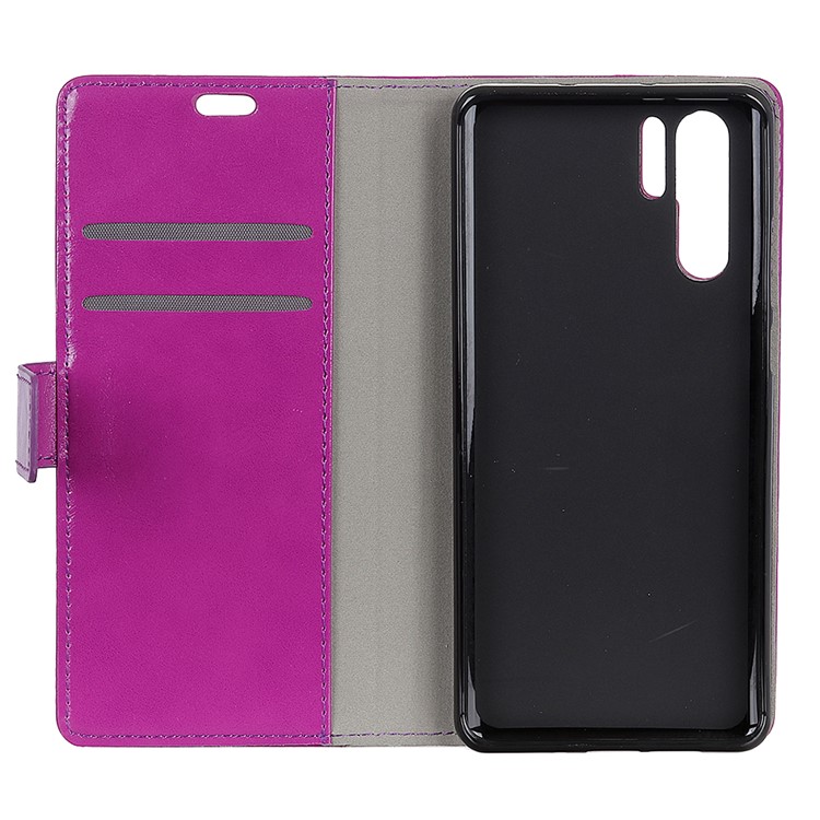 Crazy Horse Texture Magnetic Stand Wallet PU Leather Cell Phone Case for Huawei P30 Pro - Purple-3