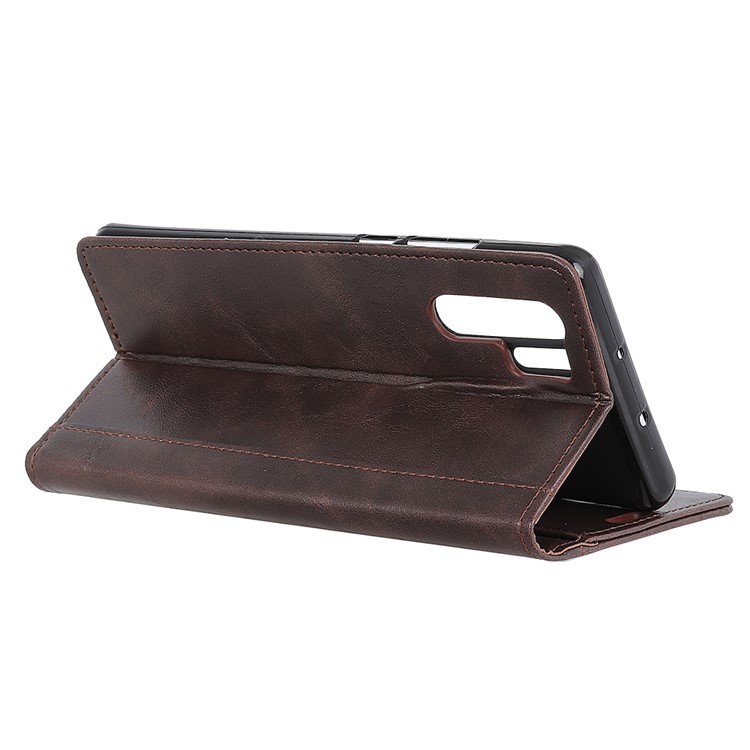 Rivet Decorated Leather Stand Wallet Magnetic Casing for Huawei P30 Pro - Brown-8