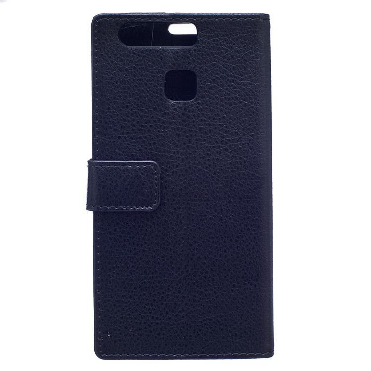 Lychee Texture Leather Case Wallet Cover for Huawei P9 - Black-2