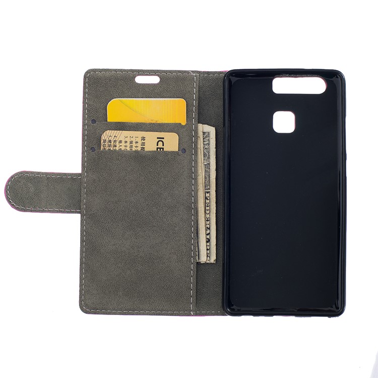 Wallet Leather Stand Case for Huawei P9 - Black-5