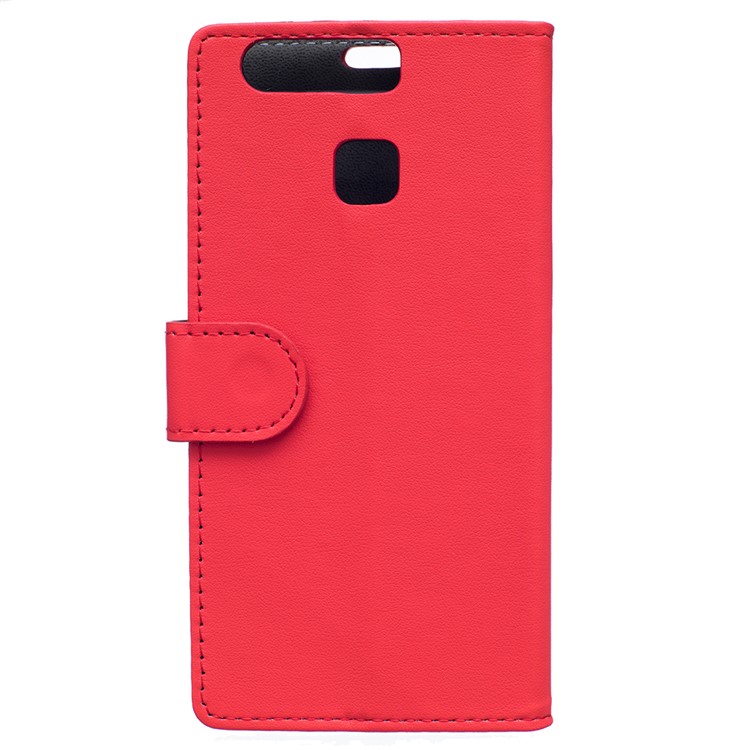 Wallet Leather Stand Case Cover for Huawei P9 - Red-2