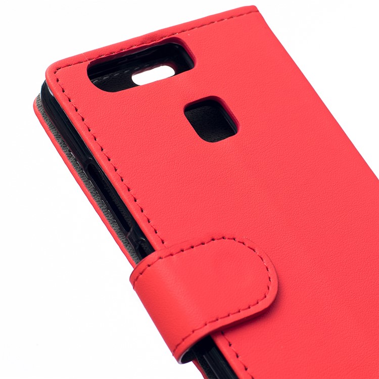 Wallet Leather Stand Case Cover for Huawei P9 - Red-7