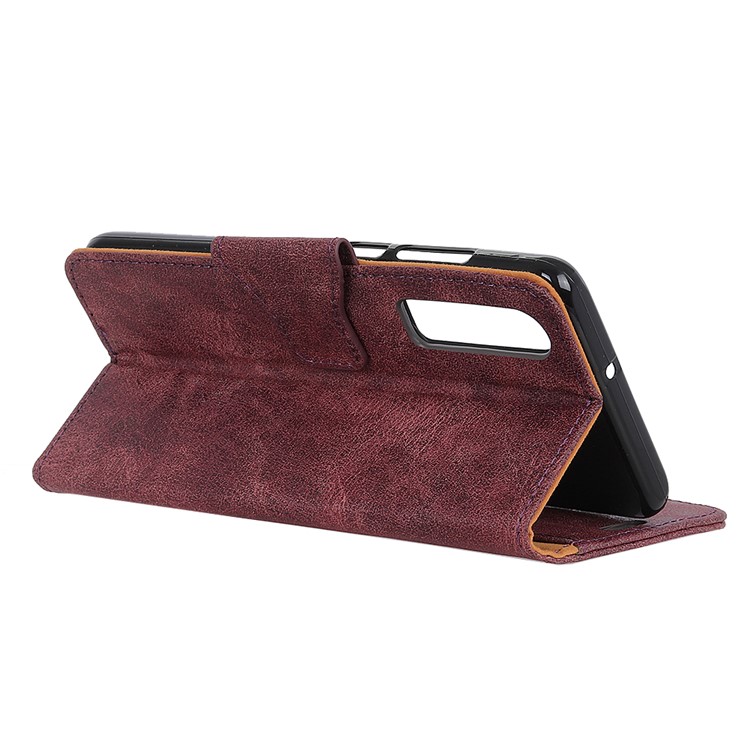 Vintage Style Split Leather Stand Magnetic Wallet Cover for Huawei P30 - Red-4
