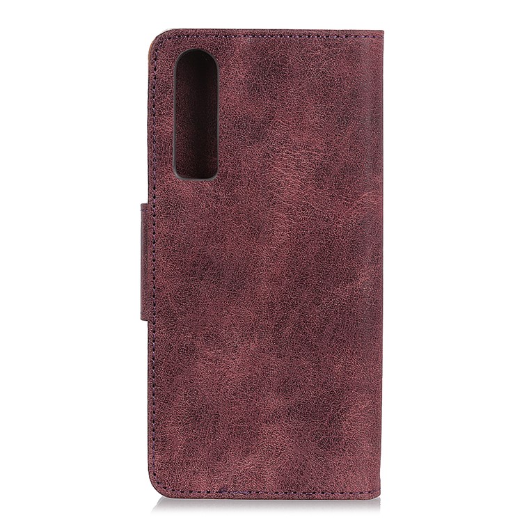 Vintage Style Split Leather Stand Magnetic Wallet Cover for Huawei P30 - Red-5
