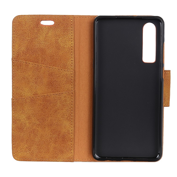 Vintage Style Split Leather Stand Magnetic Wallet Shell for Huawei P30 - Brown-5