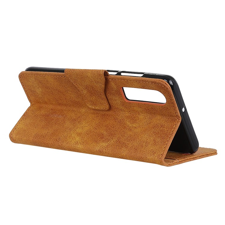 Vintage Style Split Leather Stand Magnetic Wallet Shell for Huawei P30 - Brown-6