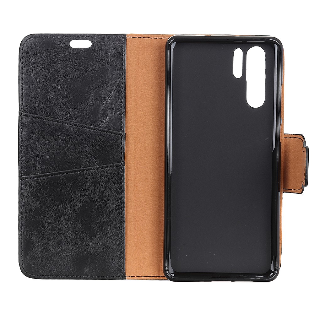 Crazy Horse Split Leather Wallet Stand Phone Case for Huawei P30 Pro - Black-4