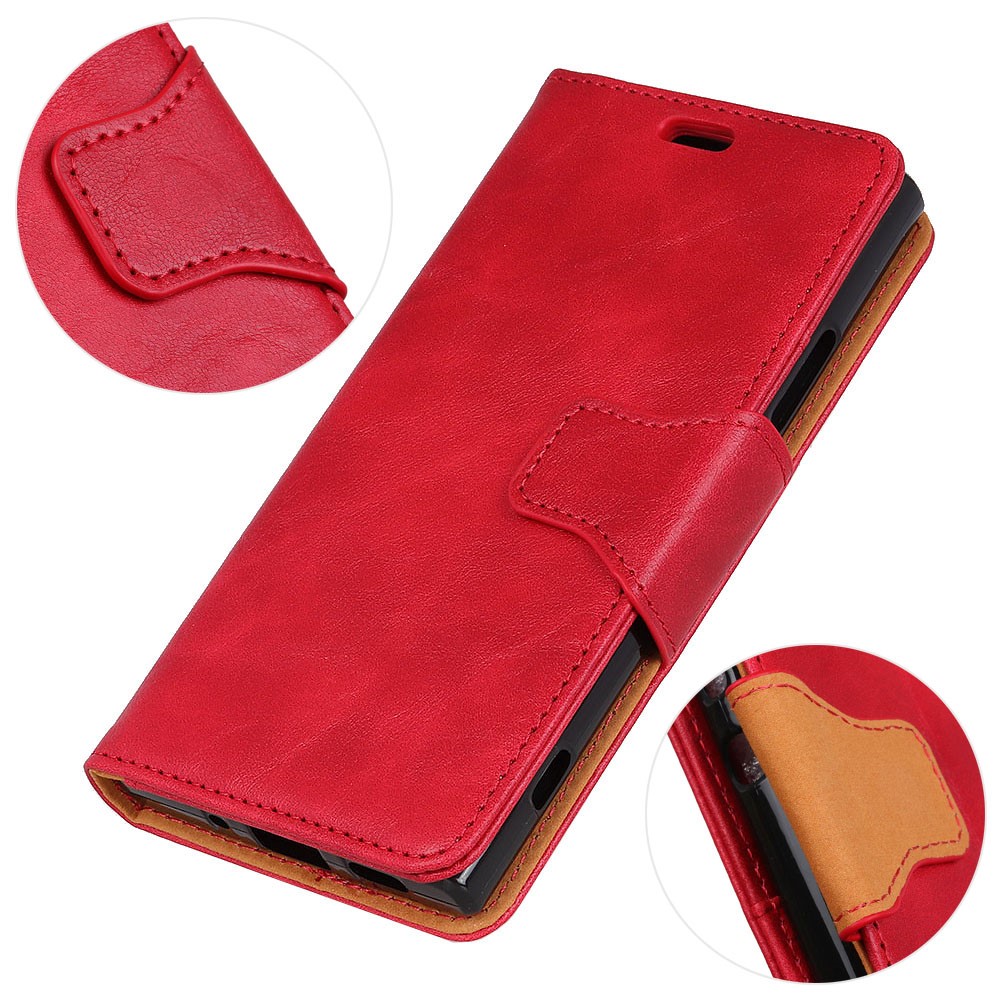 Crazy Horse Split Leather Wallet Stand Phone Cover for Huawei P30 Pro - Red-2