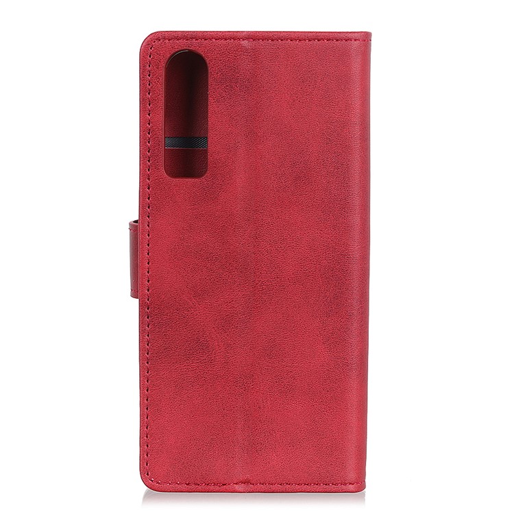 Matte PU Leather Wallet Stand Protective Case for Huawei P30 - Red-6