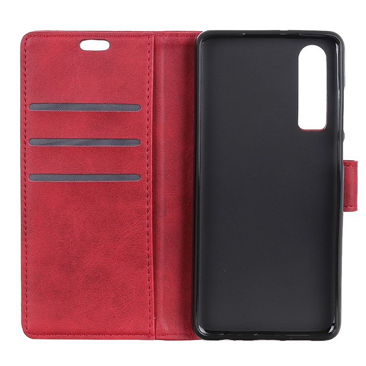 Matte PU Leather Wallet Stand Protective Case for Huawei P30 - Red-7