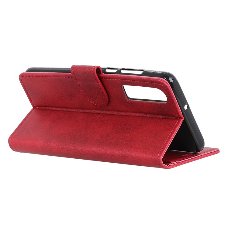 Matte PU Leather Wallet Stand Protective Case for Huawei P30 - Red-8