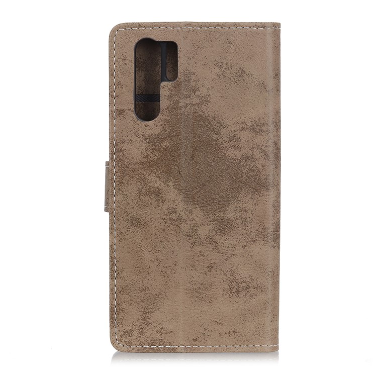 Vintage Style Wallet PU Leather Stand Protective Casing for Huawei P30 Pro - Khaki-4