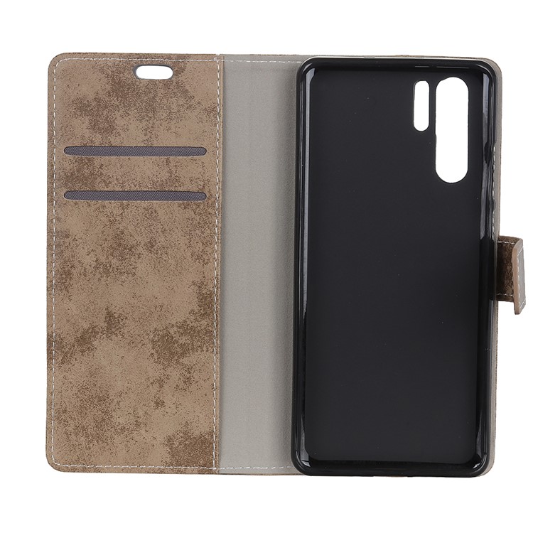 Vintage Style Wallet PU Leather Stand Protective Casing for Huawei P30 Pro - Khaki-5
