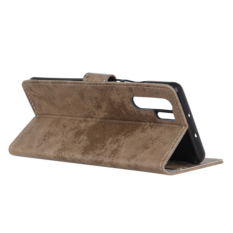 Vintage Style Wallet PU Leather Stand Protective Casing for Huawei P30 Pro - Khaki-6