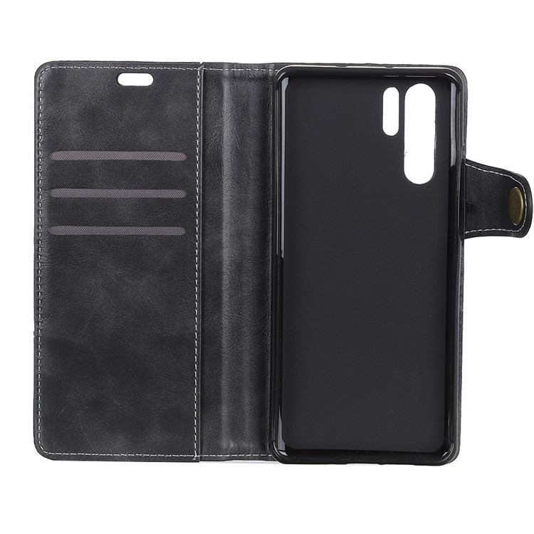 S-shape Textured Leather Wallet Case for Huawei P30 Pro - Black-8