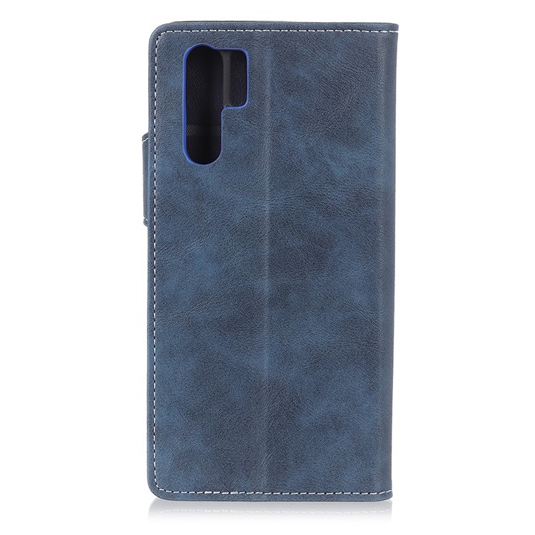S-shape Textured Leather Wallet Phone Case for Huawei P30 Pro - Dark Blue-7