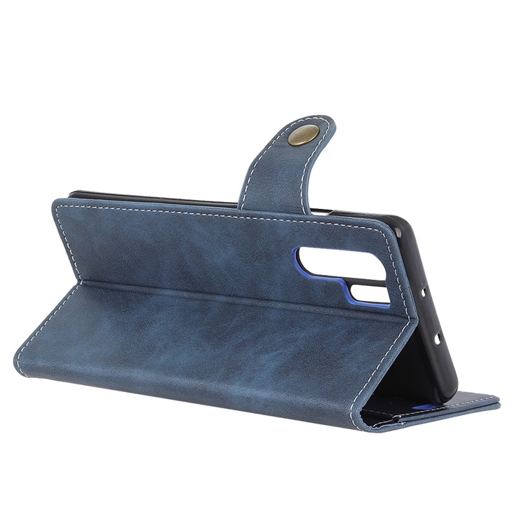 S-shape Textured Leather Wallet Phone Case for Huawei P30 Pro - Dark Blue-9
