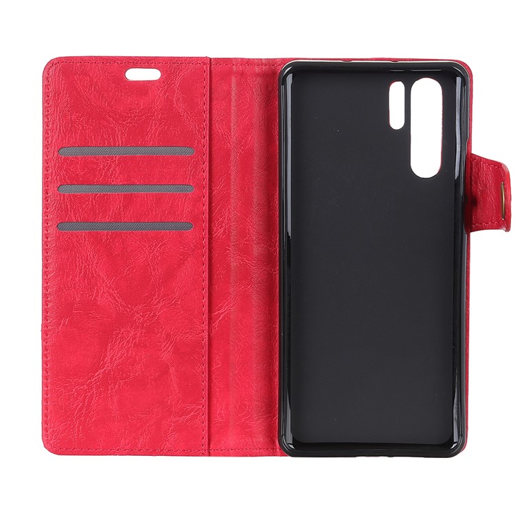 S Shape Crazy Horse Texture Wallet Stand Leather Mobile Cover for Huawei P30 Pro - Red-9