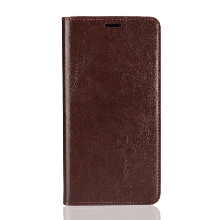 Crazy Horse Genuine Leather Wallet Shell Case Cover for Huawei Mate 20 X - Coffee-2