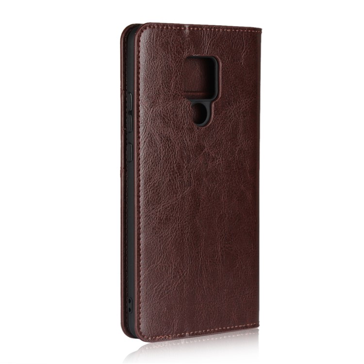 Crazy Horse Genuine Leather Wallet Shell Case Cover for Huawei Mate 20 X - Coffee-3
