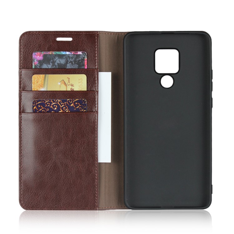Crazy Horse Genuine Leather Wallet Shell Case Cover for Huawei Mate 20 X - Coffee-4