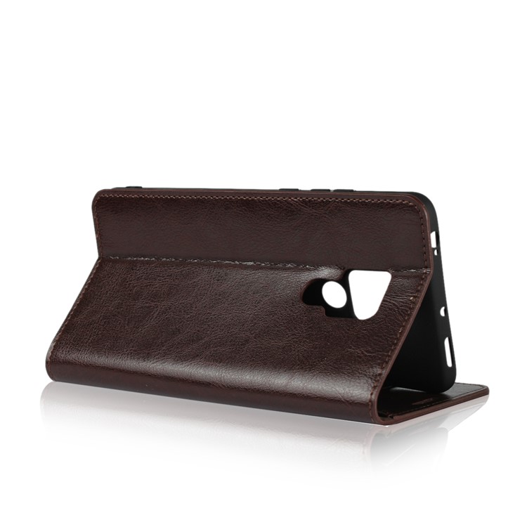 Crazy Horse Genuine Leather Wallet Shell Case Cover for Huawei Mate 20 X - Coffee-5