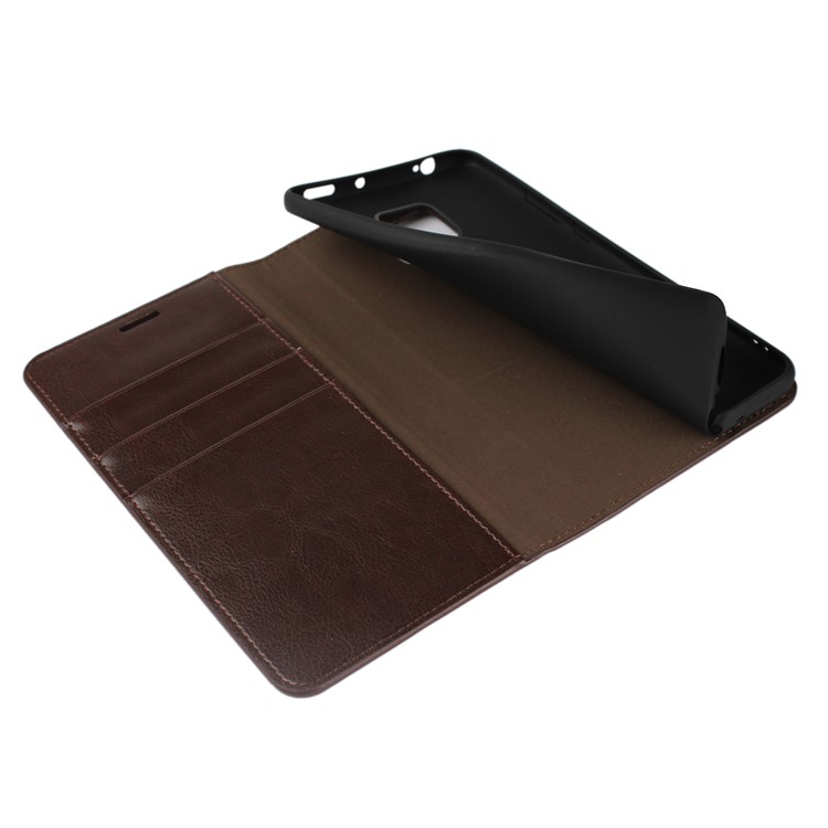 Crazy Horse Genuine Leather Wallet Shell Case Cover for Huawei Mate 20 X - Coffee-6