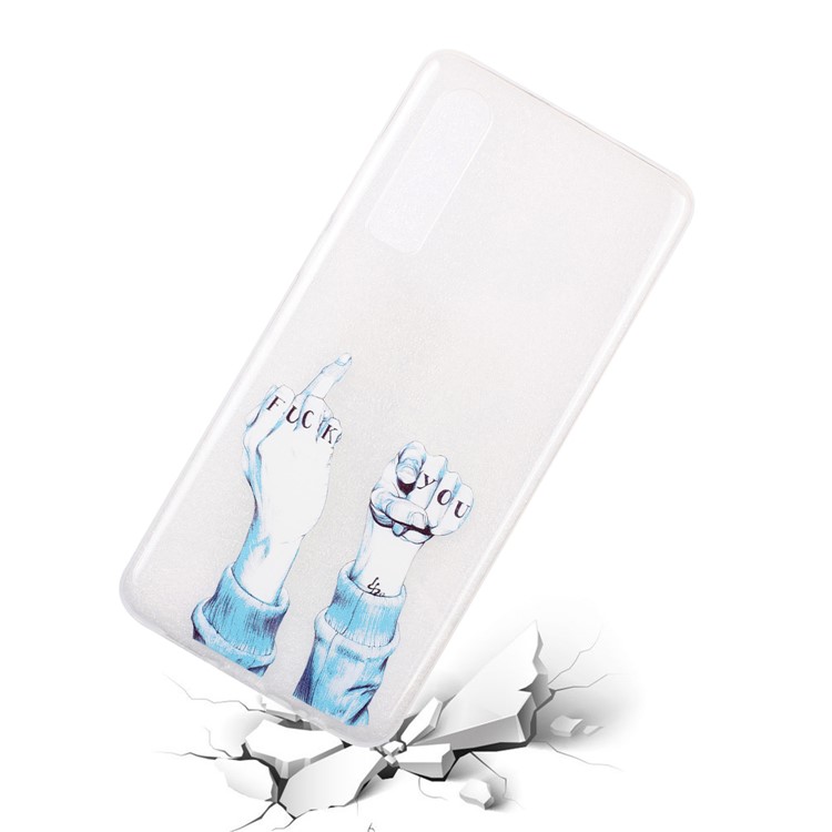 For Huawei P30 Pattern Printing Soft TPU Phone Case - Fuck You Gesture-1