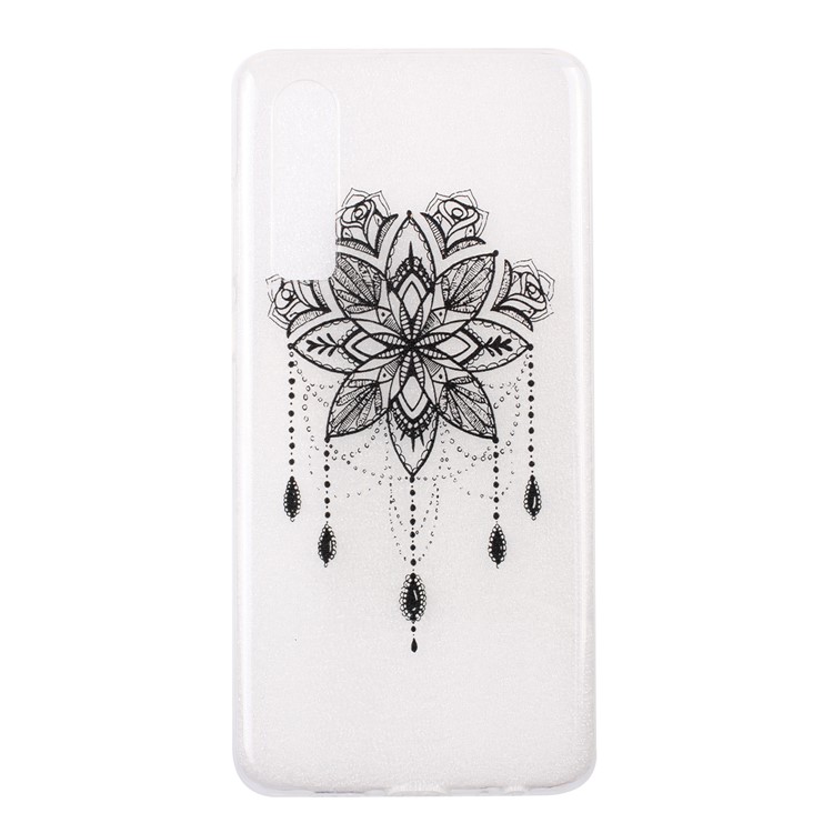 For Huawei P30 Pattern Printing Soft TPU Mobile Shell - Black Flower-2