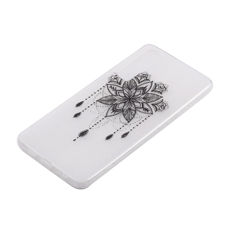 For Huawei P30 Pattern Printing Soft TPU Mobile Shell - Black Flower-3