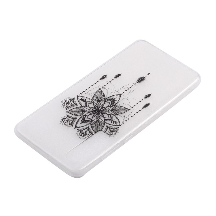 For Huawei P30 Pattern Printing Soft TPU Mobile Shell - Black Flower-4