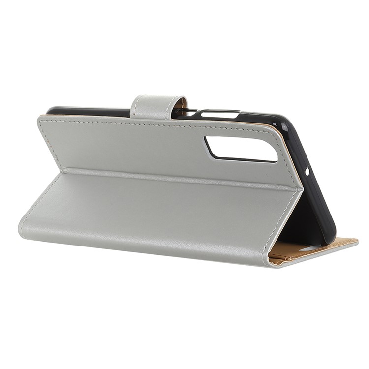 Wallet Stand Leather Flip Phone Casing for Huawei P30 - Silver-3