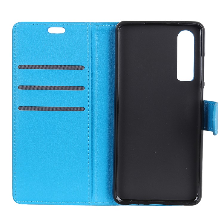 Litchi Texture Leather Wallet Stand Phone Shell for Huawei P30 - Blue-5