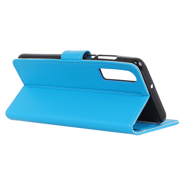 Litchi Texture Leather Wallet Stand Phone Shell for Huawei P30 - Blue-6