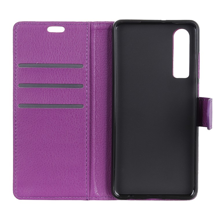 Litchi Texture Leather Wallet Cell Phone Cover for Huawei P30 - Purple-5