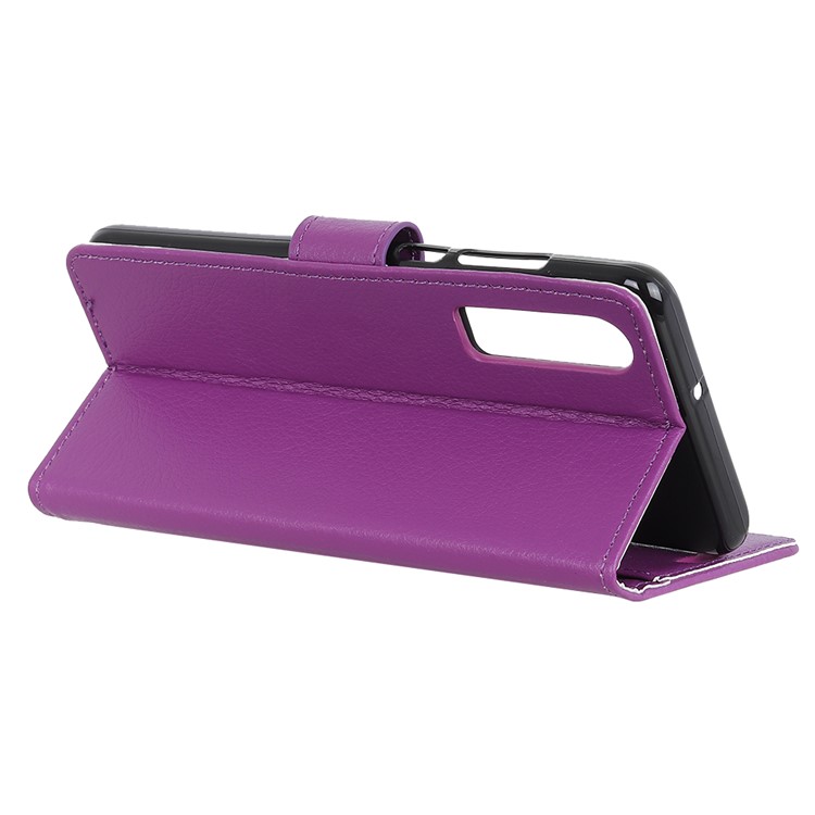 Litchi Texture Leather Wallet Cell Phone Cover for Huawei P30 - Purple-6