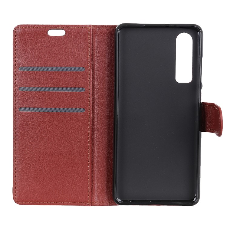 Litchi Texture Leather Protective Cover Case for Huawei P30 - Brown-5
