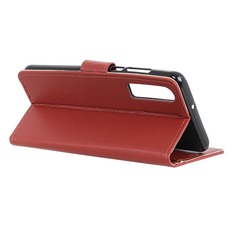 Litchi Texture Leather Protective Cover Case for Huawei P30 - Brown-6