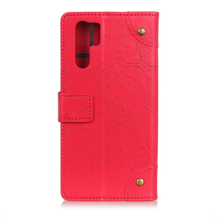 Retro Style Leather Wallet Case for Huawei P30 Pro - Red-6