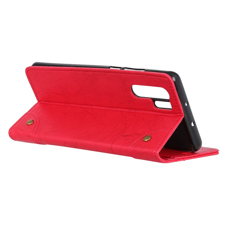 Retro Style Leather Wallet Case for Huawei P30 Pro - Red-8