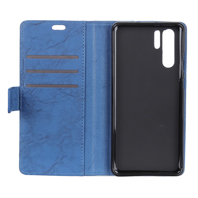 Retro Style Leather Wallet Cover for Huawei P30 Pro - Blue-7